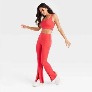 Joy lab bright red flared leggings front seam